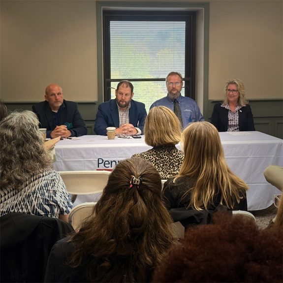 EDSI team members in a roundtable discussion with partners